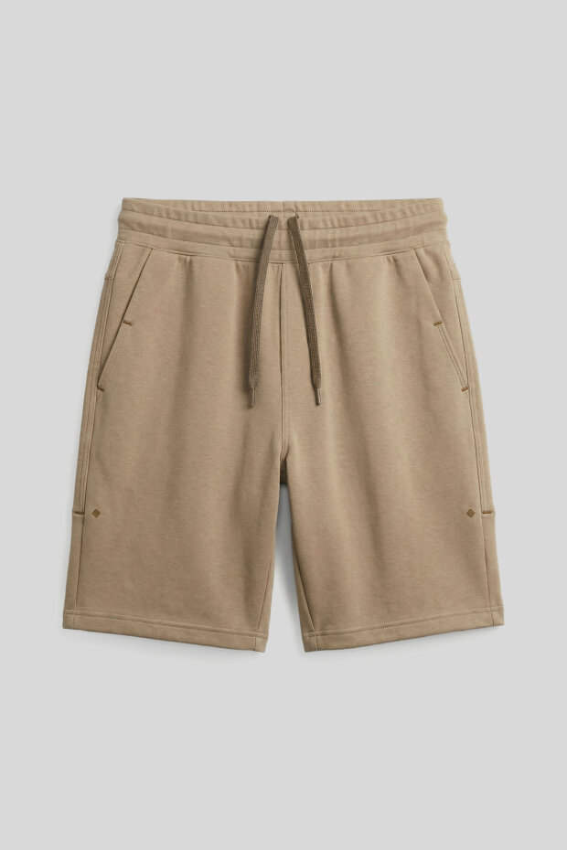 Koyu Bej Rahat Form Bağcıklı Cep Detaylı Battal Büyük Beden Erkek Şort - 81297 - 1