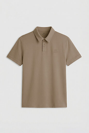 Koyu Bej Standart Kalıp Basic Polo Yaka Erkek T-Shirt - 87748 