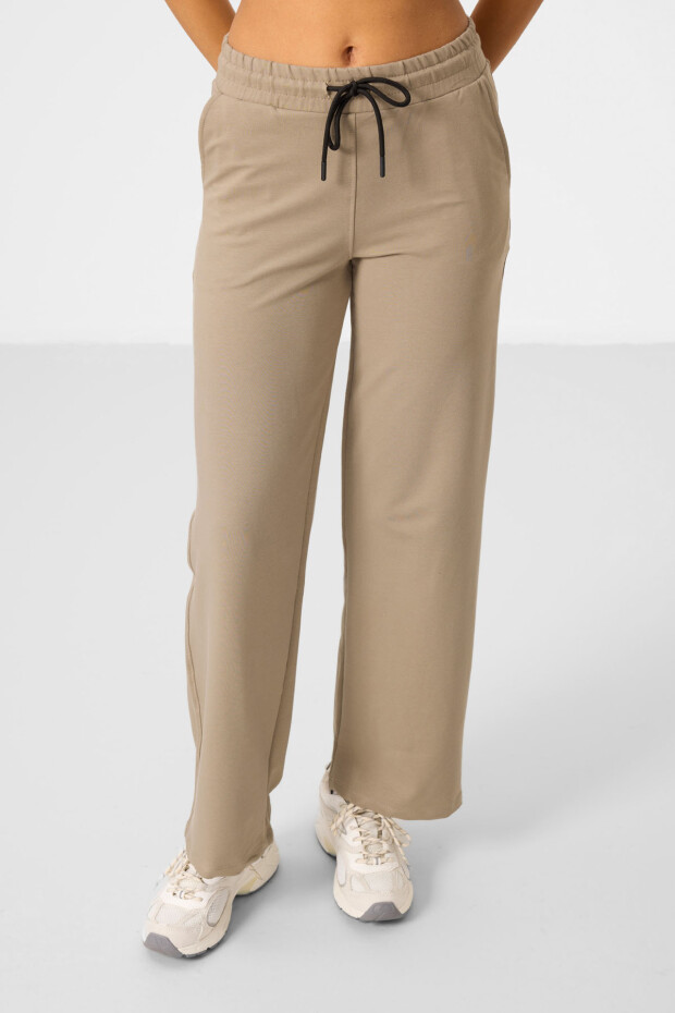 Koyu Bej Dik Yaka Fermuarlı Pamuklu Kadın Eşofman Tunik Takım - 95346 - 6