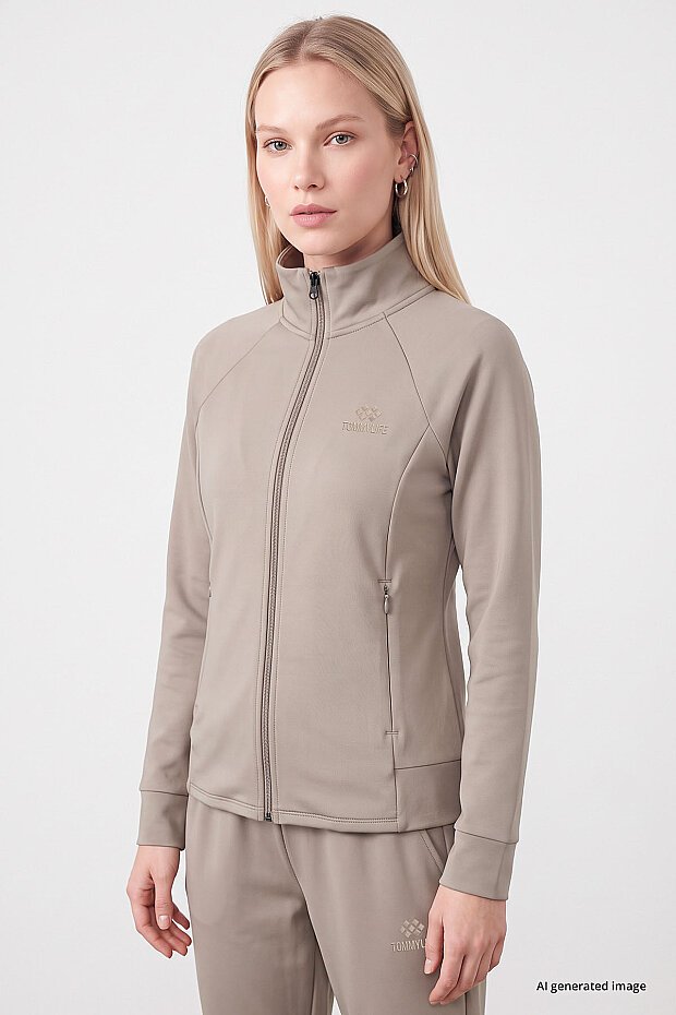 Koyu Bej Slim Fit Kadın Eşofman Takım - 95357 - 2