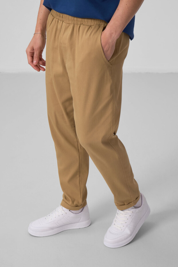 Koyu Bej Standart Fit Dokuma Hafif Esnek Chino Erkek Pantolon - 82175 - 4