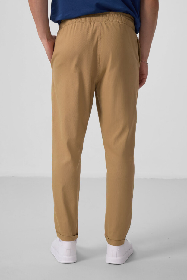 Koyu Bej Standart Fit Dokuma Hafif Esnek Chino Erkek Pantolon - 82175 - 5