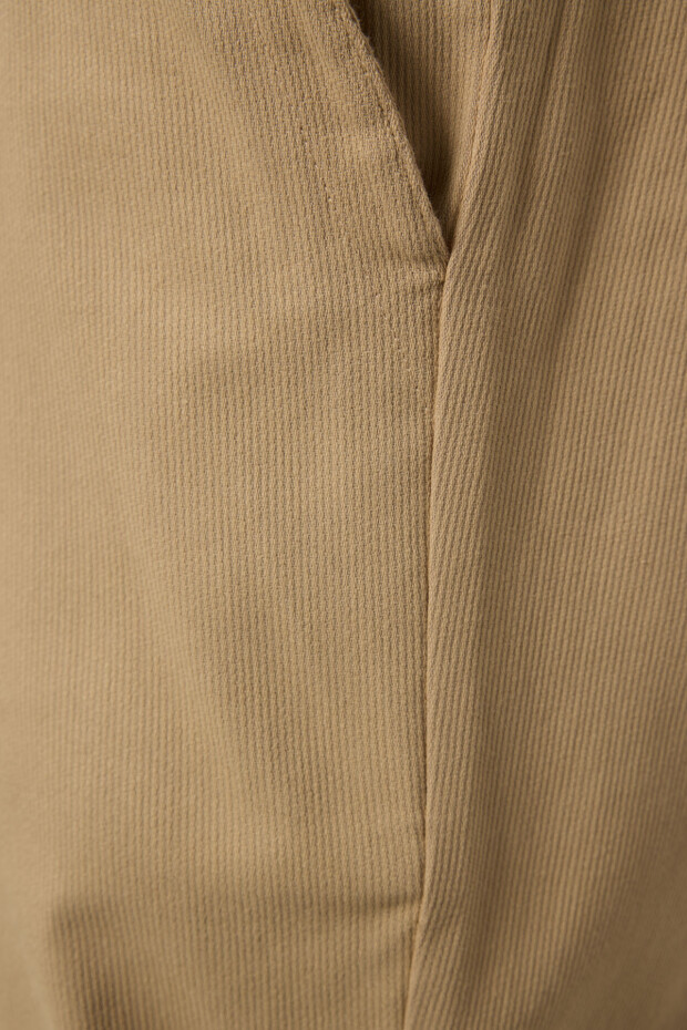 Koyu Bej Standart Fit Dokuma Hafif Esnek Chino Erkek Pantolon - 82176 - 6