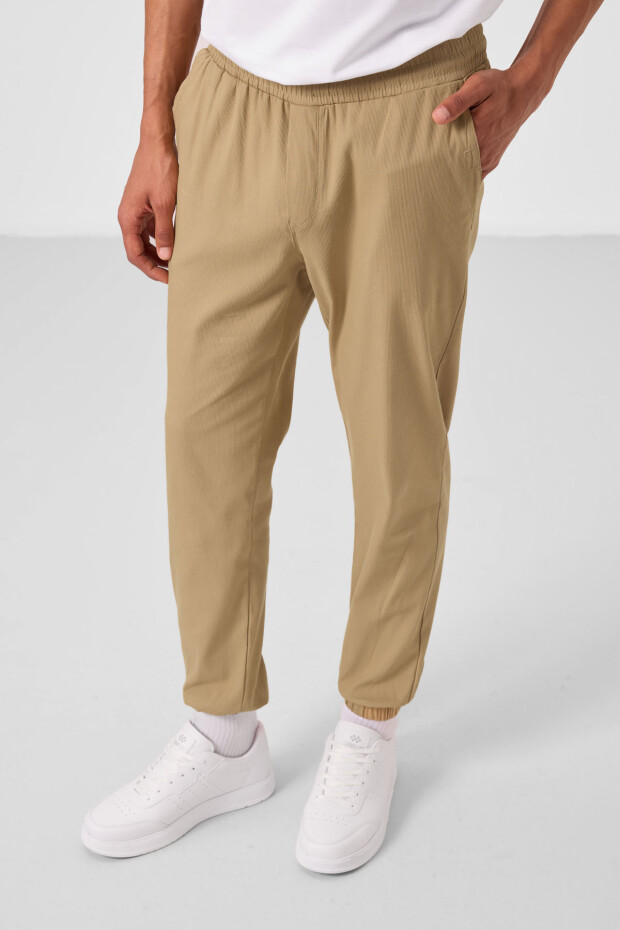 Koyu Bej Standart Fit Dokuma Hafif Esnek Chino Erkek Pantolon - 82176 - 2