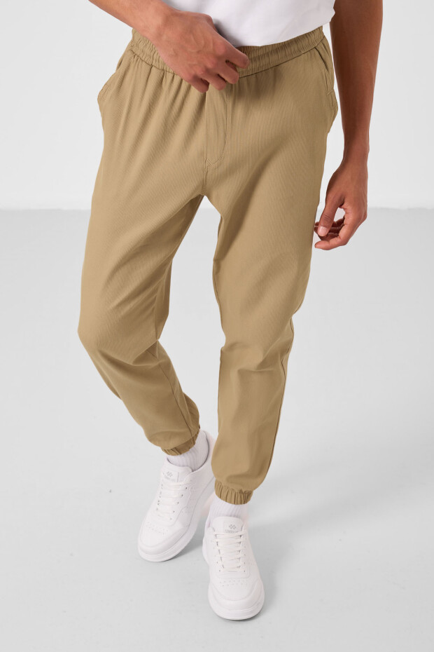 Koyu Bej Standart Fit Dokuma Hafif Esnek Chino Erkek Pantolon - 82176 - 4
