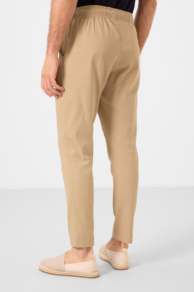 Koyu Bej Standart Fit Dokuma Hafif Esnek Chino Erkek Pantolon - 82177 - 7