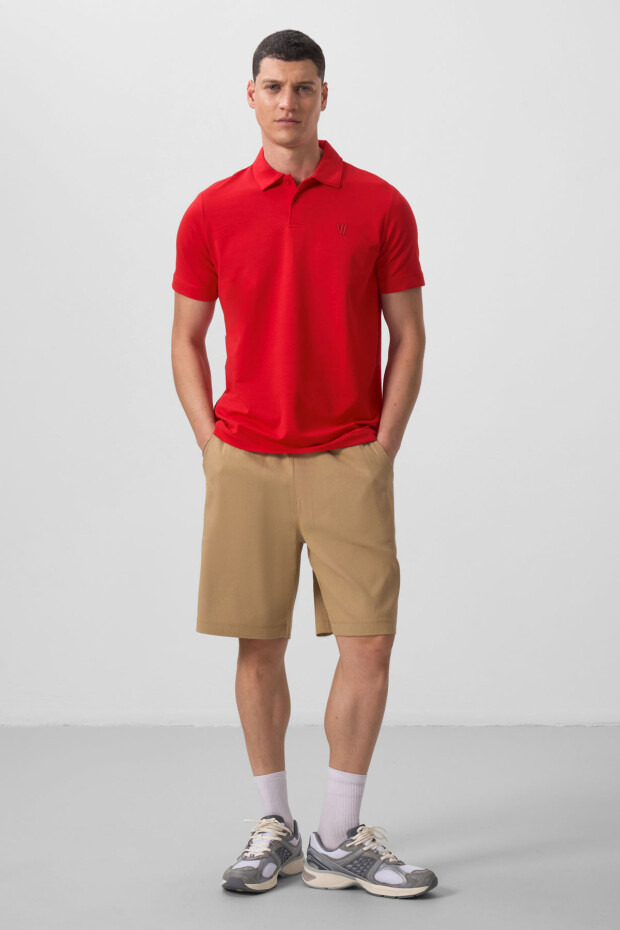Koyu Bej Standart Fit Dokuma Hafif Esnek Chino Erkek Şort - 81290 - 2