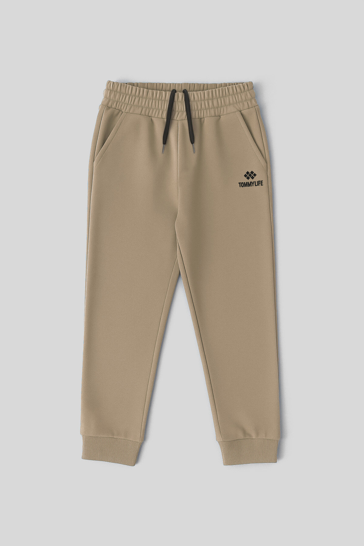 Koyu Bej Standart Fit Manşetli İnce Erkek Çocuk Eşofman Alt - 11062 - TOMMYLIFE (1)