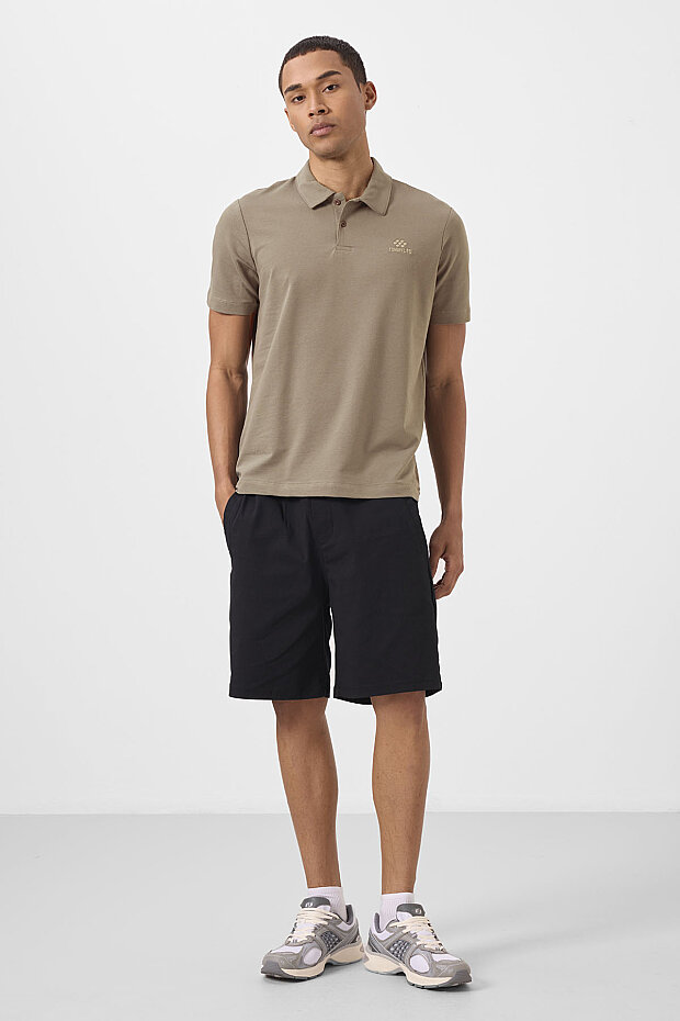 Koyu Bej Standart Kalıp Basic Polo Yaka Erkek T-Shirt - 87748 - 3