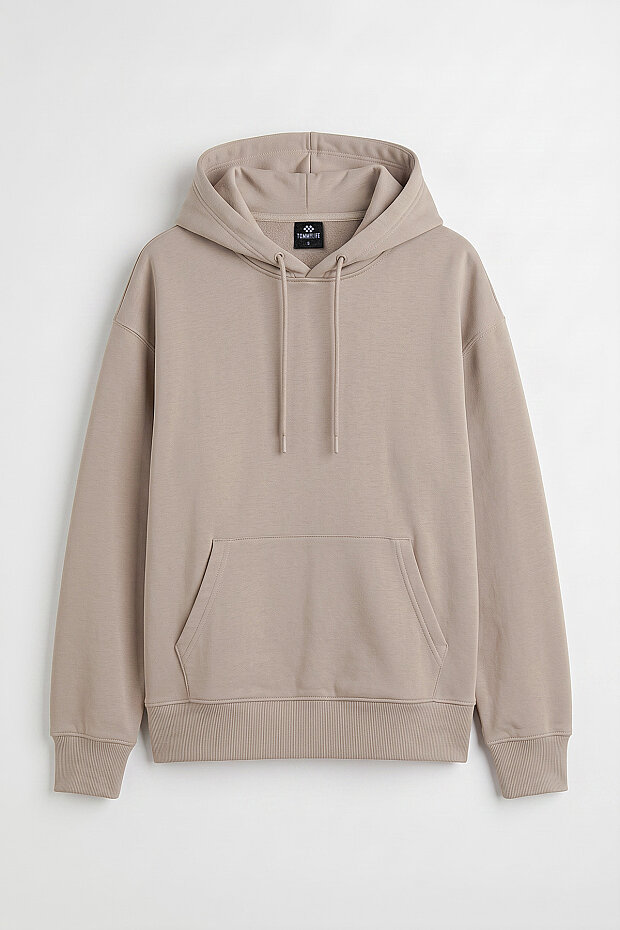 Koyu Bej Standart Kapüşonlu Kanguru Cepli Basic Kadın Sweatshirt - 97321 - 3