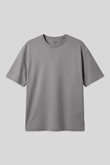 Koyu Gri %100 Pamuk Kalın Yumuşak Dokulu Oversize Fit Basic Erkek T-Shirt - 88353 