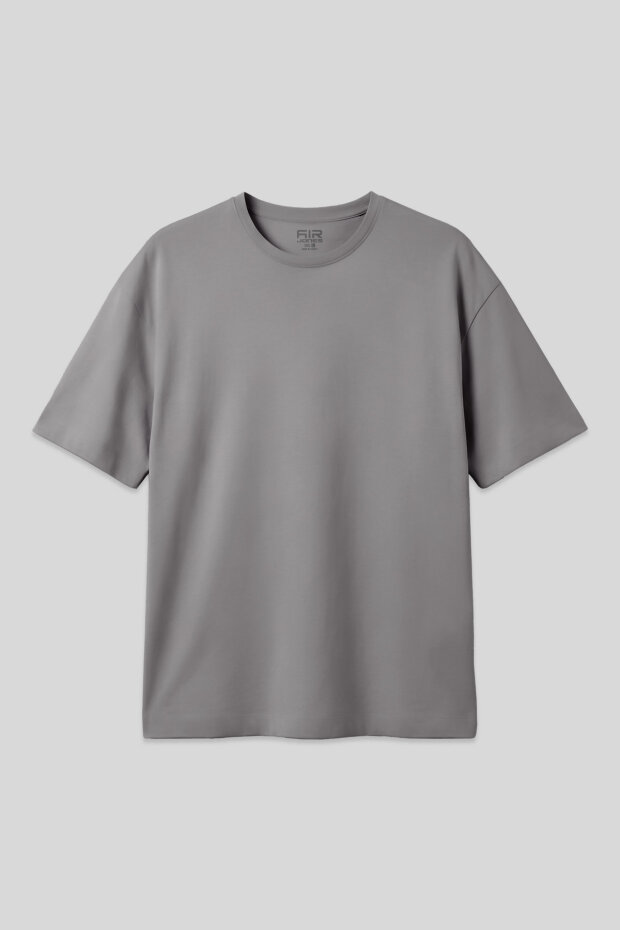 Koyu Gri %100 Pamuk Kalın Yumuşak Dokulu Oversize Fit Basic Erkek T-Shirt - 88353 - 1