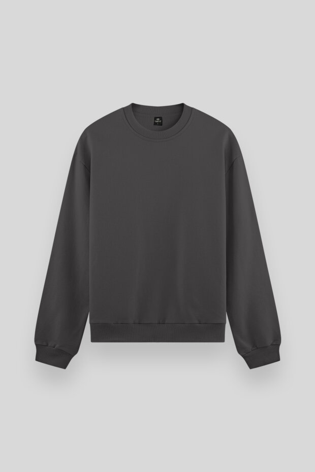 Koyu Gri Basic O Yaka Rahat Form Erkek Sweatshirt - 88053 - 1