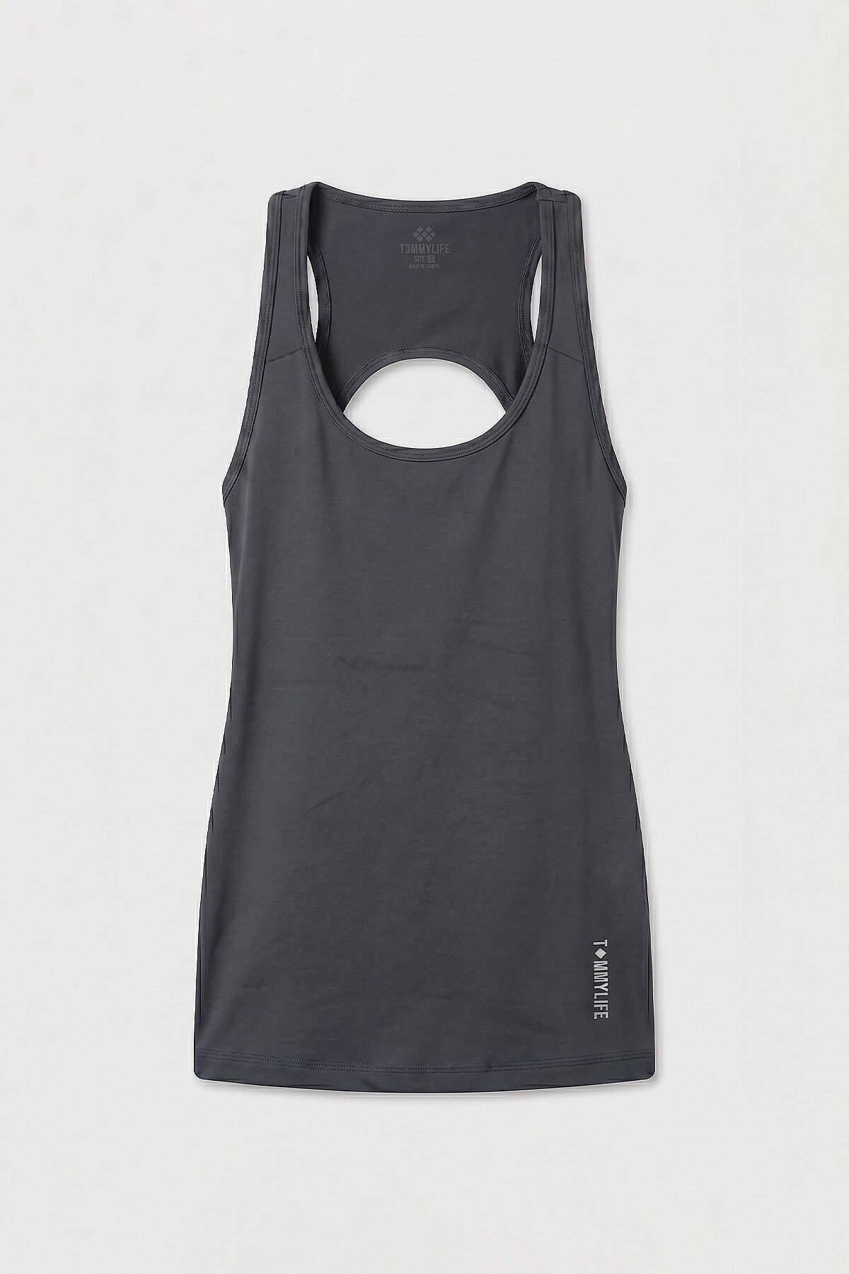 Koyu Gri Standart Fit Sırt Detaylı Performans Kadın Spor Atlet - 97297 - TOMMYLIFE