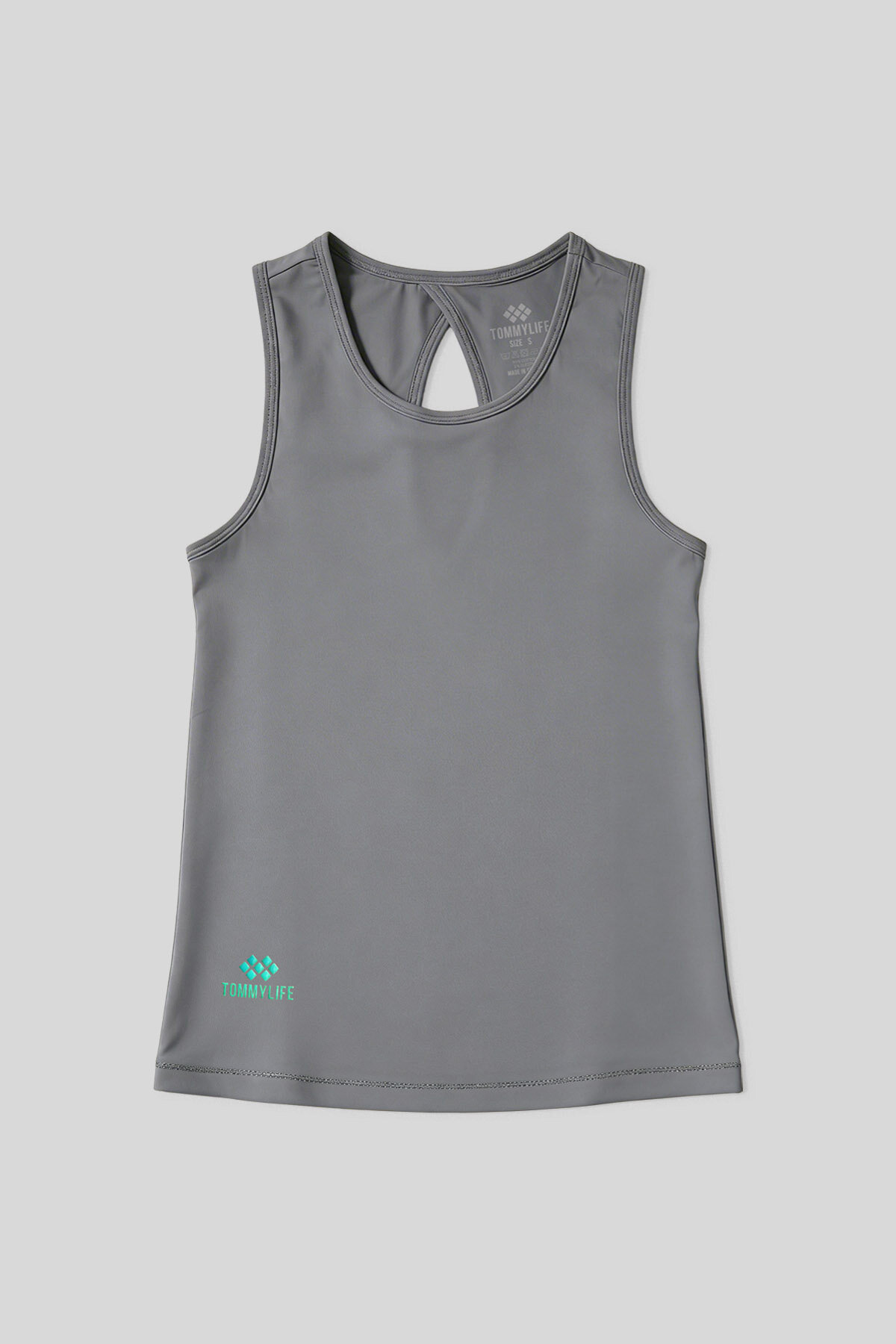 Koyu Gri Standart Fit Çapraz Sırt Detaylı Kadın Spor Atlet - 97296 - TOMMYLIFE (1)