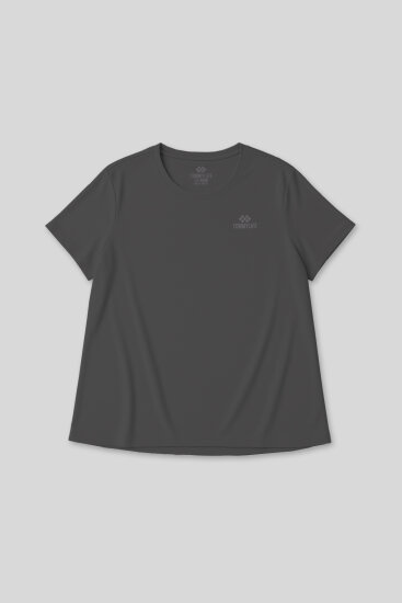 Koyu Gri Baskılı O Yaka Rahat Form Battal Büyük Beden Kadın T-Shirt - 97308 - TOMMYLIFE (1)