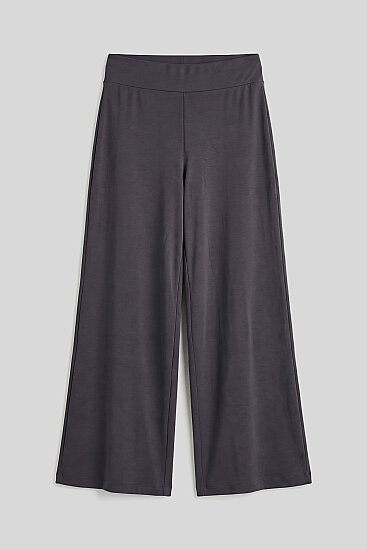 Koyu Gri Comfort Fit Geniş Paça Korsajlı Palazzo Kadın Pantolon - 94681 