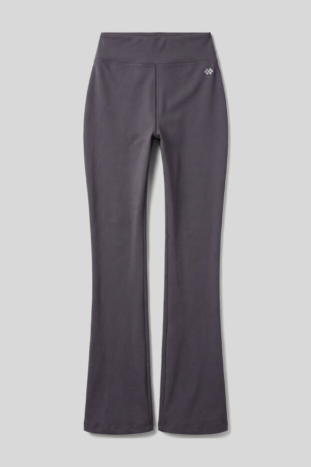 Koyu Gri Esnek Yüksek Bel Spor Performans Kadın İspanyol Paça Kadın Tayt - 94686 - 1