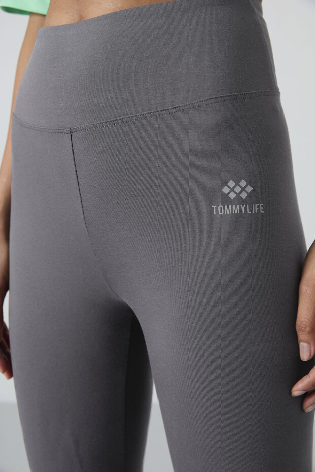 Koyu Gri Yüksek Bel Toparlayıcı Slim Fit Dar Paça Kadın Tayt - 94011 - 4