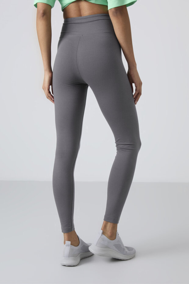 Koyu Gri Yüksek Bel Toparlayıcı Slim Fit Dar Paça Kadın Tayt - 94011 - 5