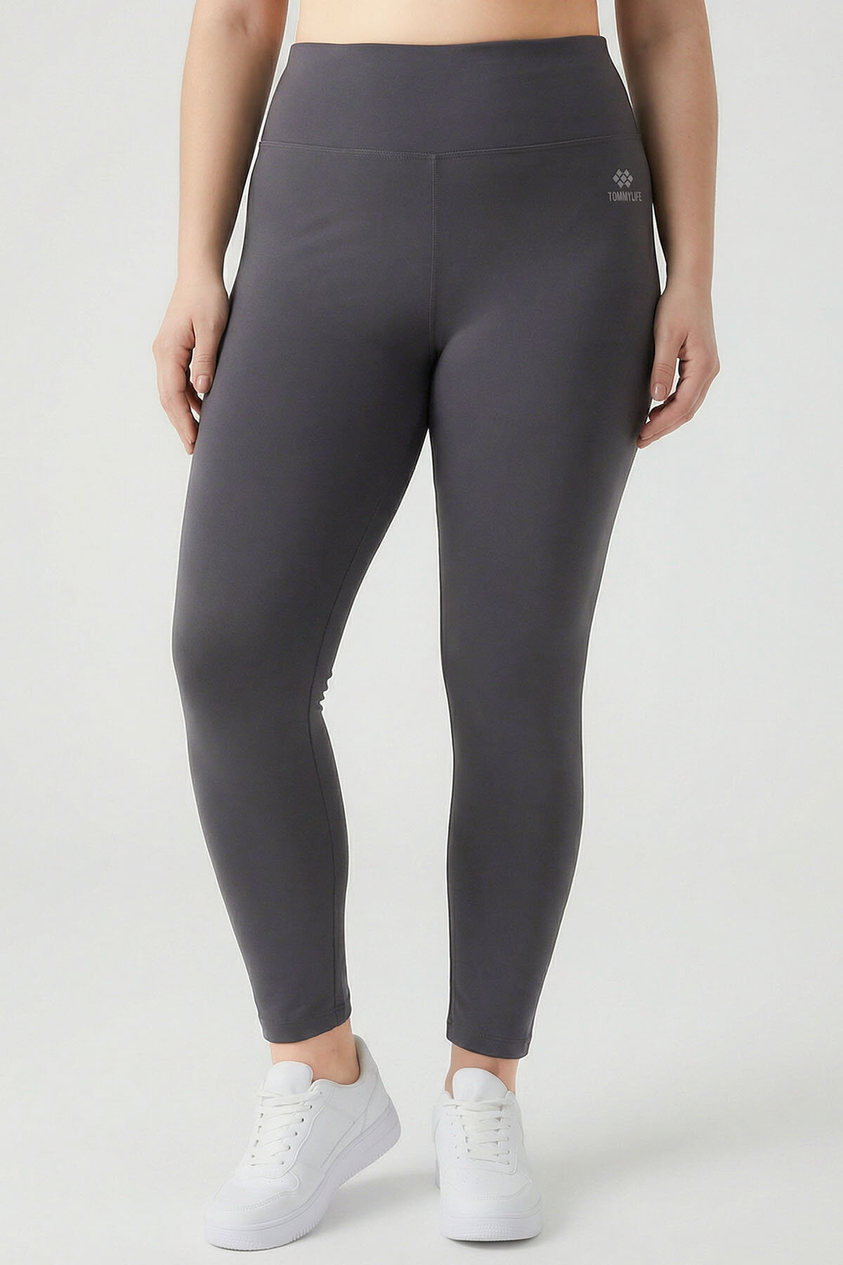 Koyu Gri Yüksek Bel Toparlayıcı Battal Büyük Beden Kadın Tayt- 94650 - TOMMYLIFE (1)