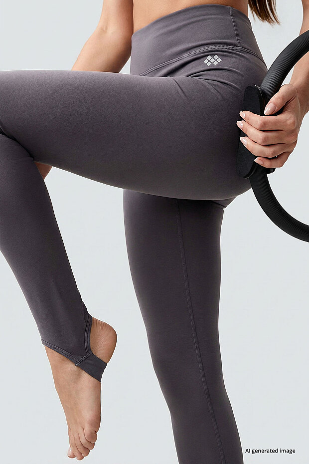 Koyu Gri Standart Fit Esnek Spor Performans Kadın Topuklu Tayt - 94685 - 4