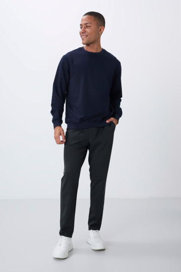 Koyu Gri Yüzeyi Dokulu Standart Fit Erkek Eşofman Alt - 82155 - Air Jones (1)