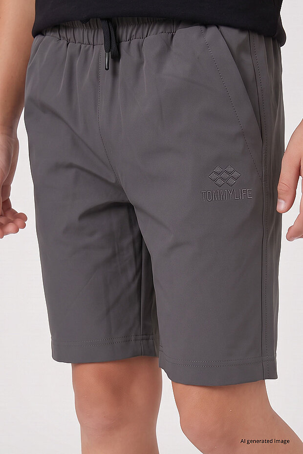 Koyu Gri Standart Fit Basic Performans Erkek Çocuk Şort - 11303 - 3