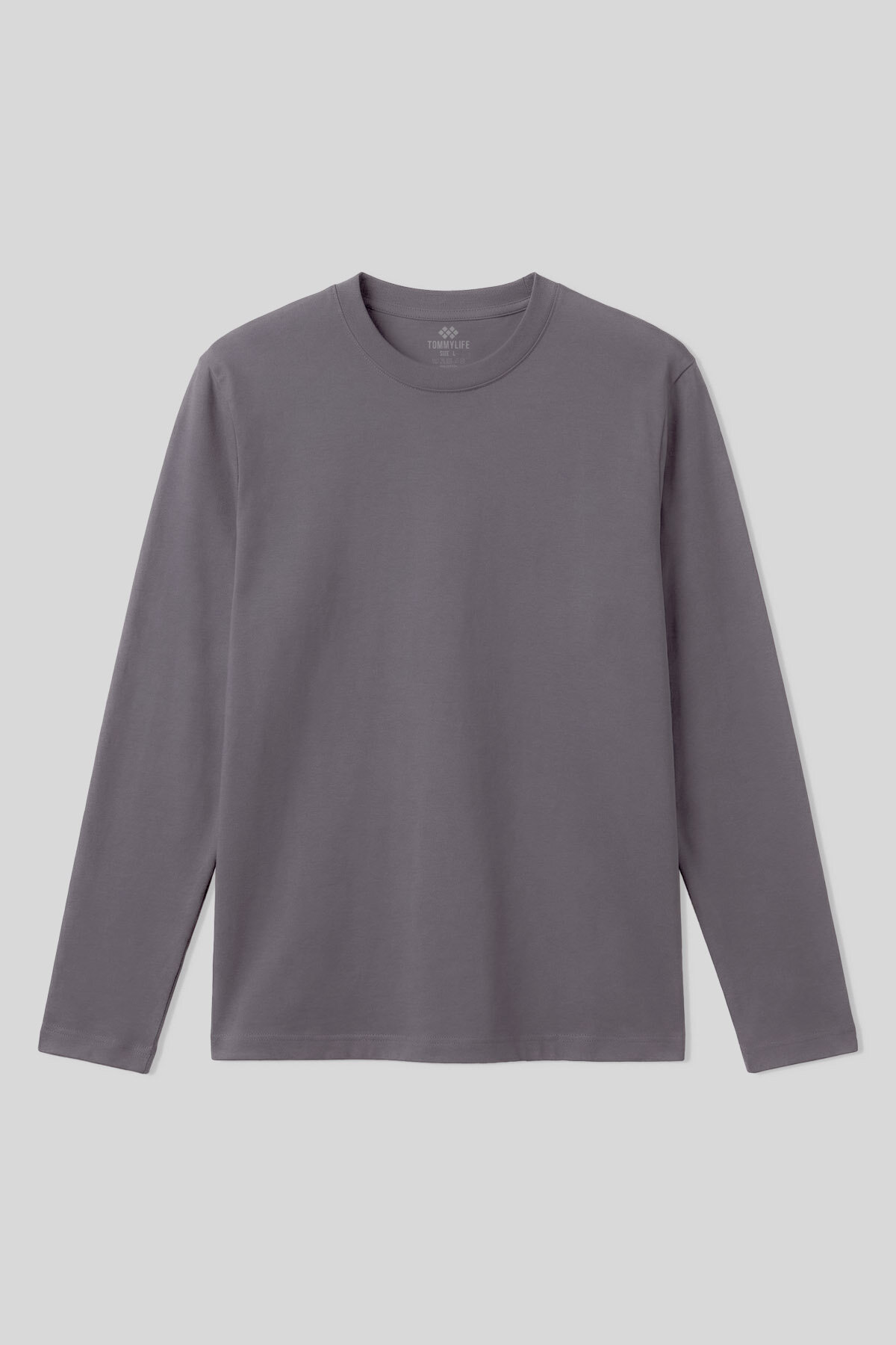 Koyu Gri Standart Fit Basic O Yaka Uzun Kollu İnce Erkek T-Shirt - 87997 - TOMMYLIFE (1)