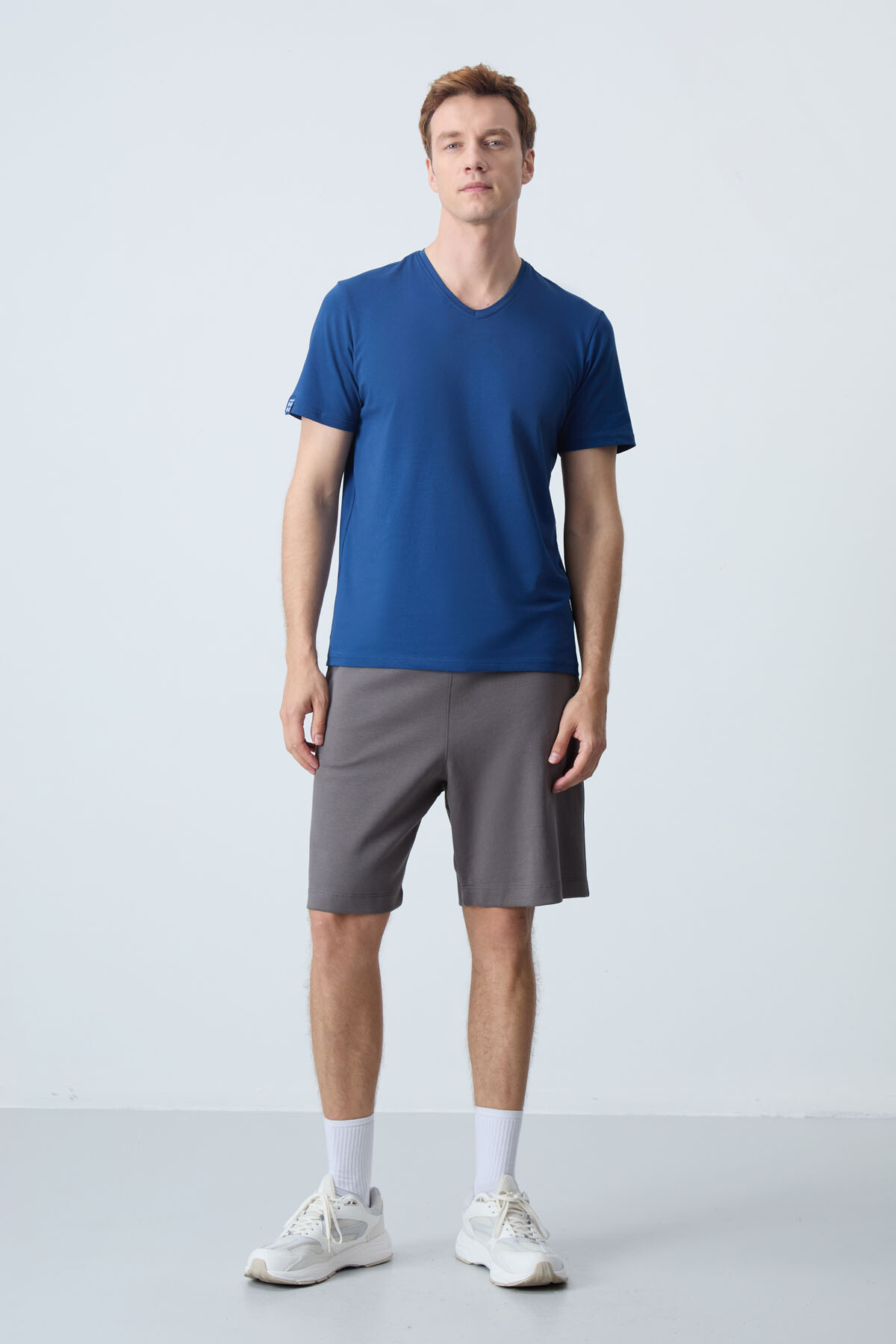 Koyu gri Pamuklu Kalın Yumuşak Dokulu Standart Fit Basic Erkek Şort - 81275 - Air Jones