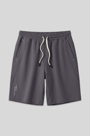 Koyu gri Pamuklu Kalın Yumuşak Dokulu Standart Fit Basic Erkek Şort - 81278 