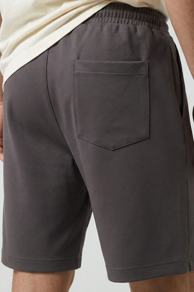 Koyu Gri Standart Fit Basic Arka Cepli Erkek Şort - 88314 - 4