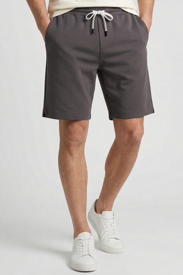 Koyu Gri Standart Fit Basic Arka Cepli Erkek Şort - 88314 - 1