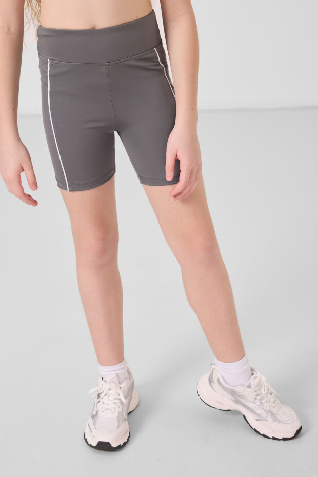 Koyu Gri Esnek Standart Fit Basic Performans Kız Çocuk Tayt - 75189