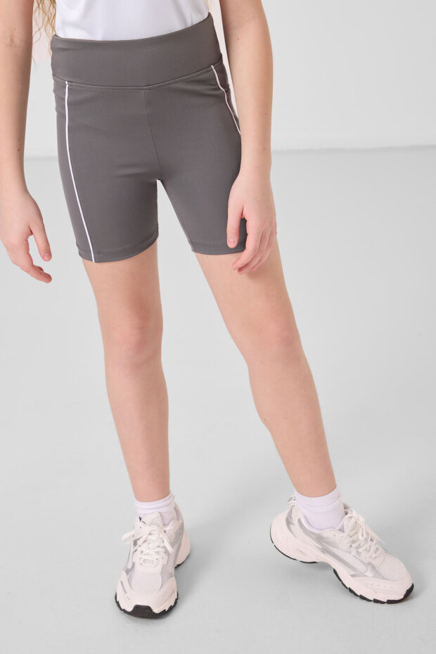 Koyu Gri Esnek Standart Fit Basic Performans Kız Çocuk Tayt - 75189 - 3