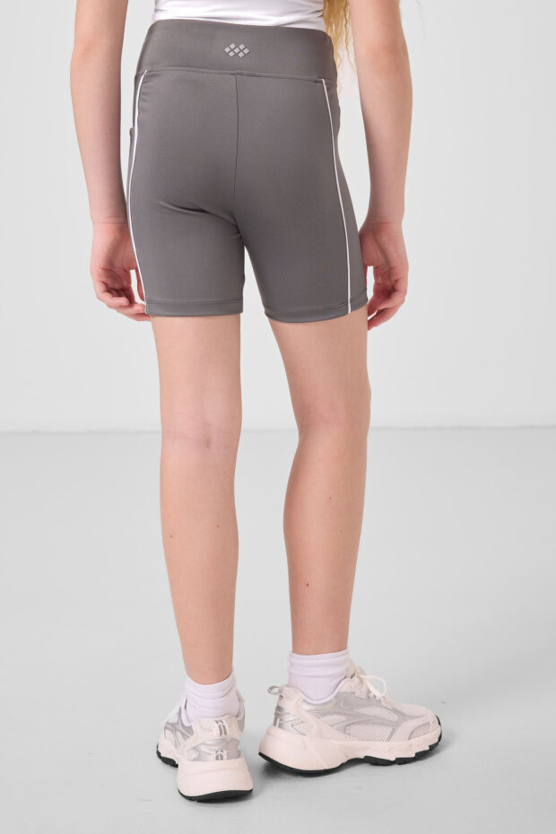 Koyu Gri Esnek Standart Fit Basic Performans Kız Çocuk Tayt - 75189 - 5