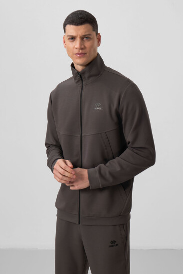 Koyu Gri Yüzeyi Dokulu Rahat Form Erkek Eşofman Takım - 85273 - TOMMYLIFE (1)