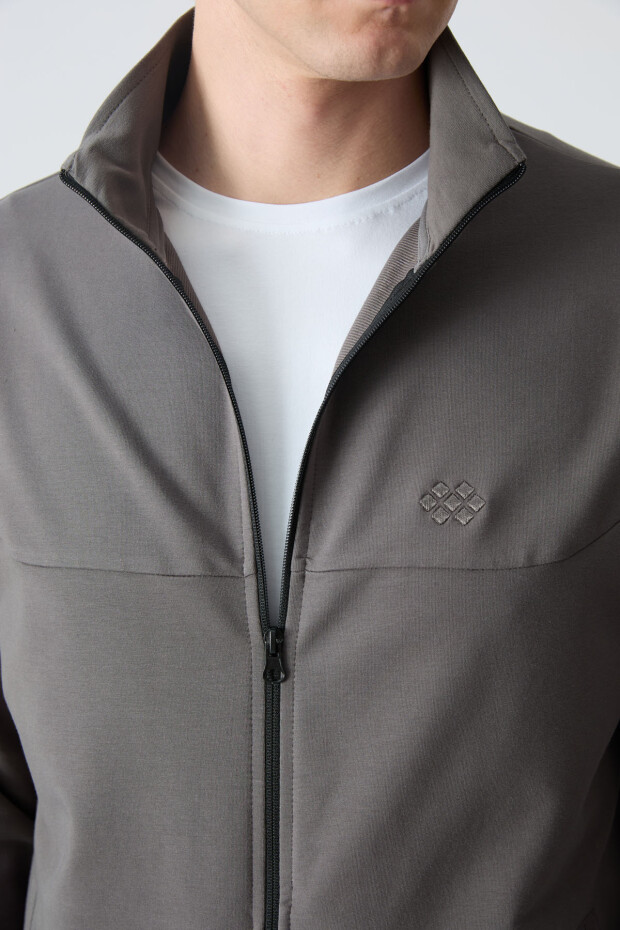 Koyu Gri Pamuklu Kalın Yumuşak Dokulu Comfort Fit Basic Erkek Eşofman Takım - 85260 - 3