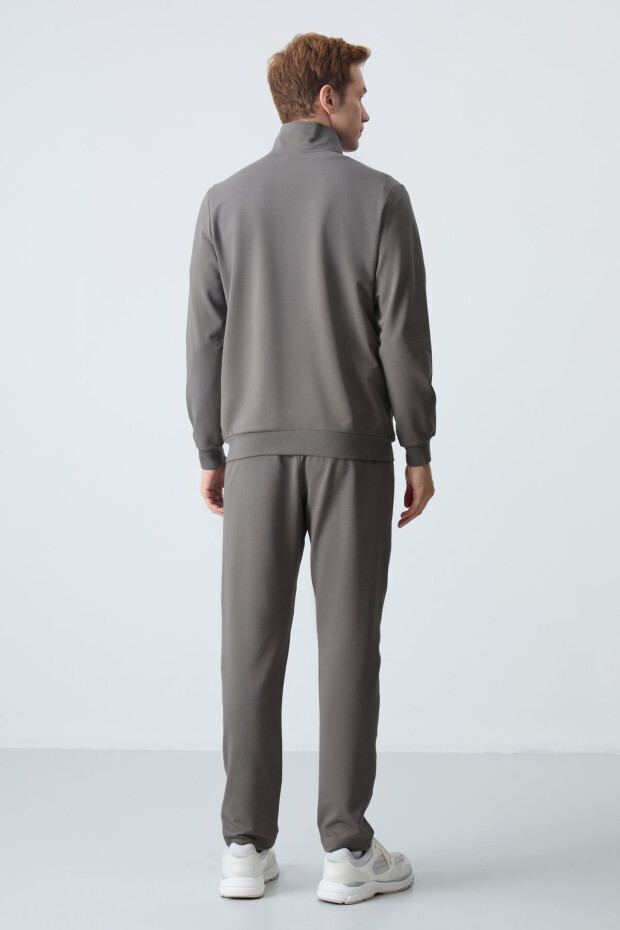 Koyu Gri Pamuklu Kalın Yumuşak Dokulu Comfort Fit Basic Erkek Eşofman Takım - 85260 - 8