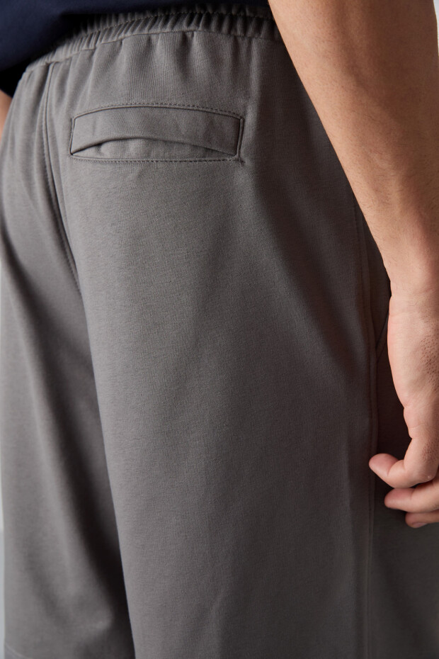 Koyu Gri Pamuklu Kalın Yumuşak Dokulu Comfort Fit Basic Erkek Şort - 81261 - 4