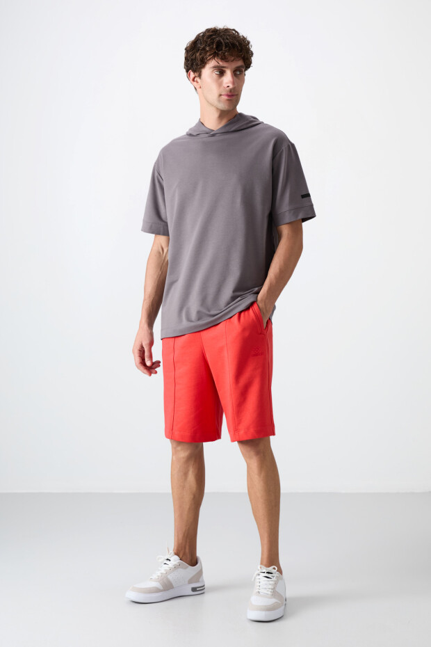 Koyu Gri Pamuklu Kalın Yumuşak Dokulu Oversize Fit Basic Erkek T-Shirt - 88352 - 3