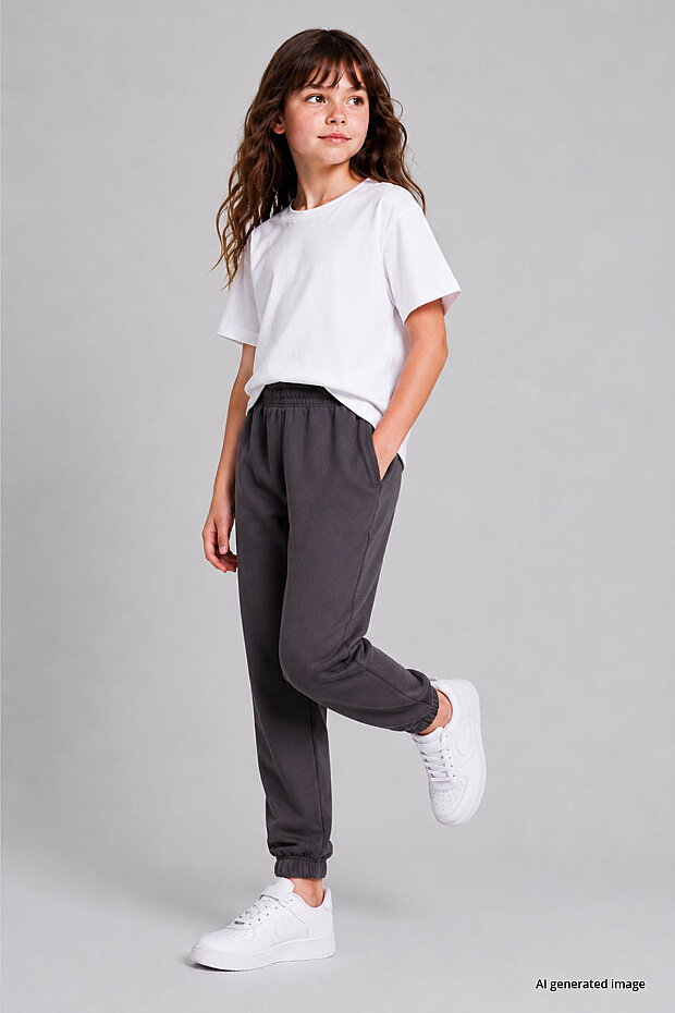 Koyu Gri Standart Fit Basic Kız Çocuk Eşofman Alt - 75194 - 2