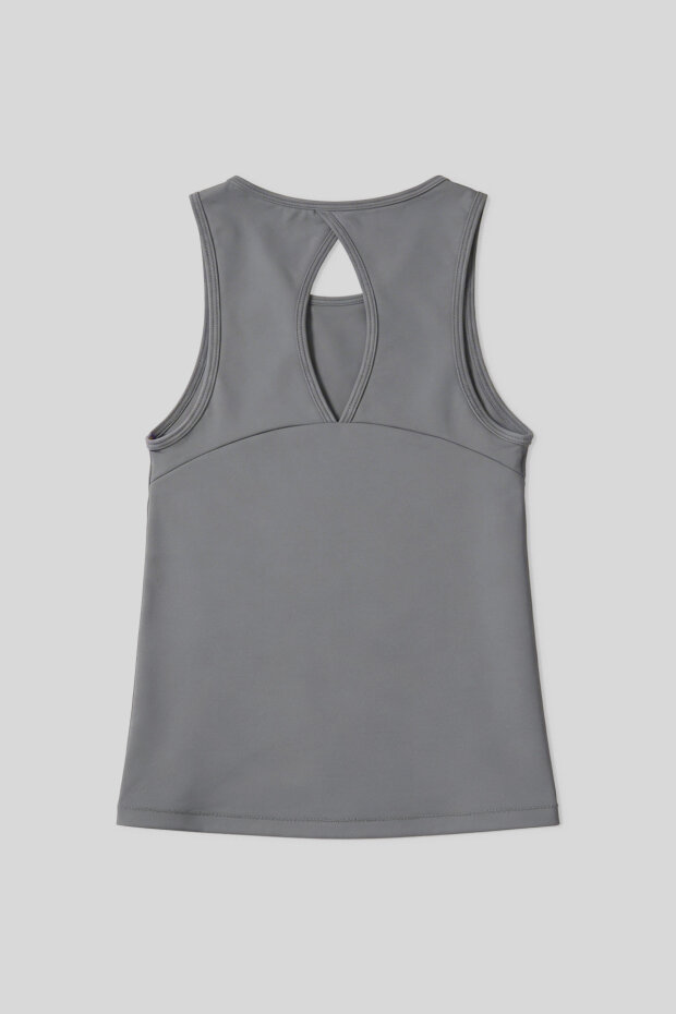 Koyu Gri Standart Fit Çapraz Sırt Detaylı Kadın Spor Atlet - 97296 - 4