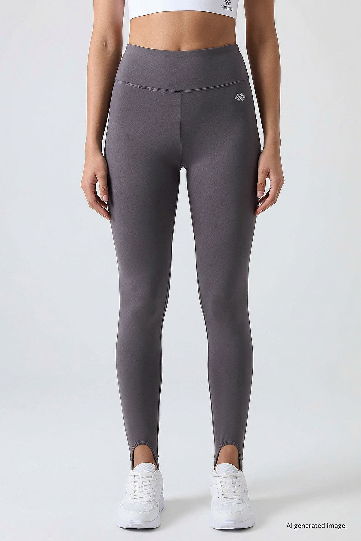 Koyu Gri Standart Fit Esnek Spor Performans Kadın Topuklu Tayt - 94685 - TOMMYLIFE (1)