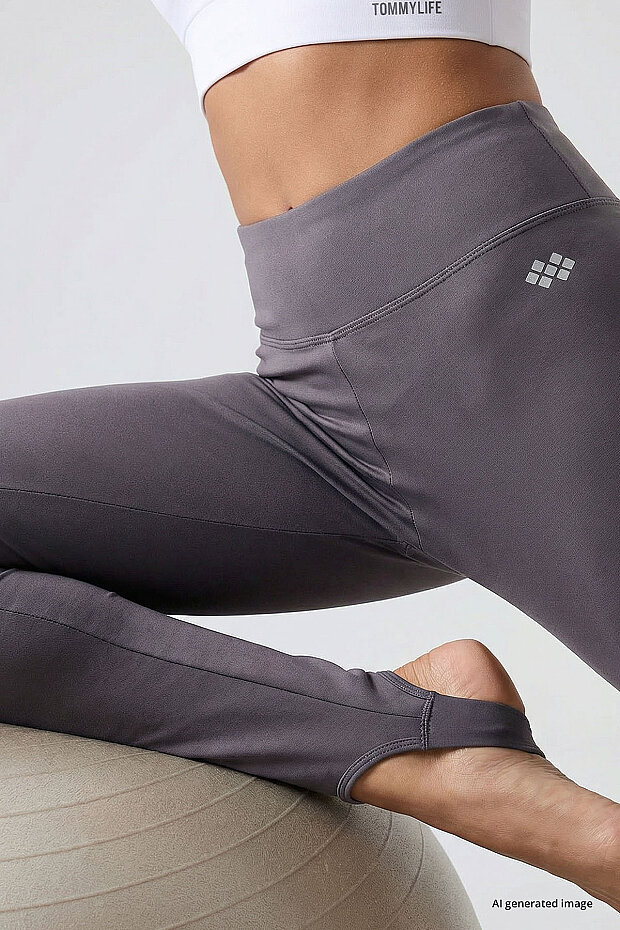 Koyu Gri Standart Fit Esnek Spor Performans Kadın Topuklu Tayt - 94685 - 6