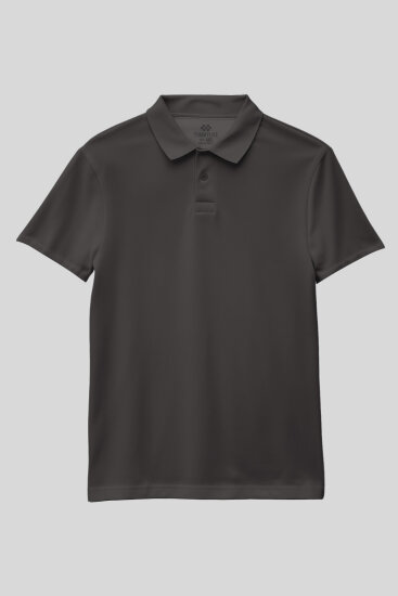 Koyu Gri Polo Yaka Standart Fit Basic Unisex Çocuk T-Shirt - 11330 
