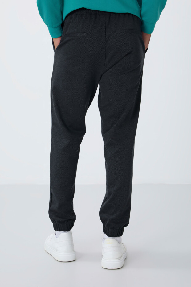 Koyu Gri Yüzeyi Dokulu Standart Fit Erkek Eşofman Alt - 82156 - 5
