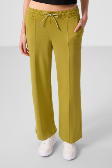 Koyu Hardal Yumuşak Dokulu Cepli Ön Dikiş Detaylı Kadın Palazzo Pantolon - 94670 - TOMMYLIFE (1)