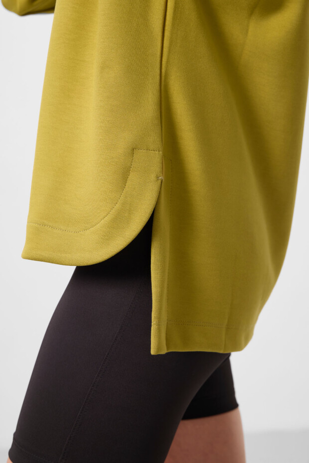 Koyu Hardal Yumuşak Dokulu O Yaka Rahat Form Kadın Tunik Sweatshirt - 97305 - 3