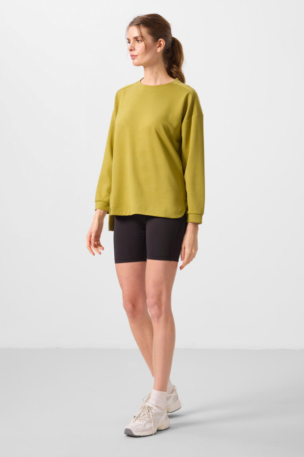 Koyu Hardal Yumuşak Dokulu O Yaka Rahat Form Kadın Tunik Sweatshirt - 97305 - 2